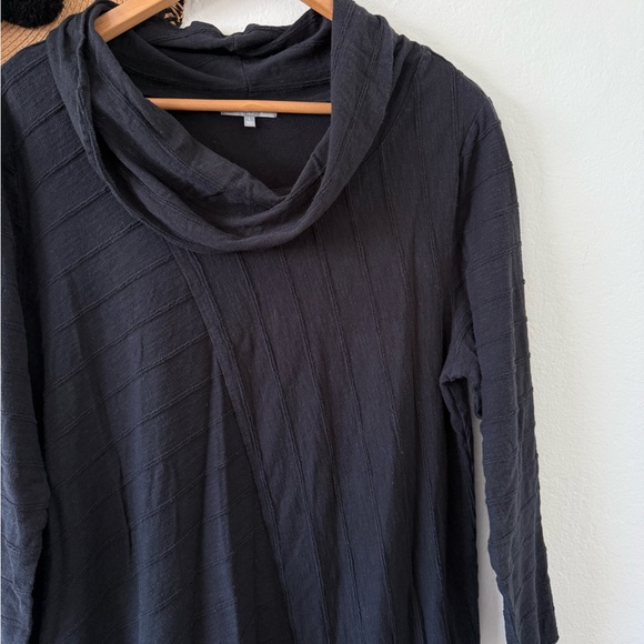 Habitat Boho Black Cotton Textured Cowl Neck Long Sleeve Tunic Dress Lagenlook - Picture 7 of 10